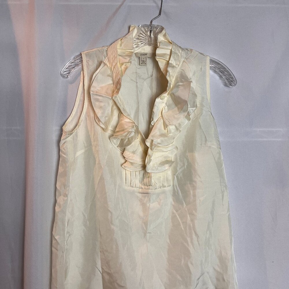 Women's 100% silk ivory sleeveless J. Crew blouse size 6